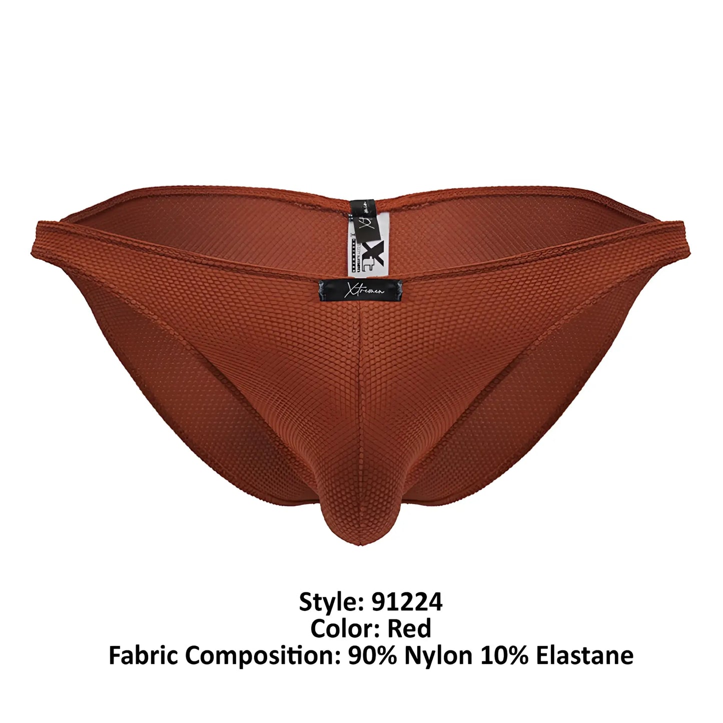 Xtremen 91224 microfiber bikini briefs in red made of textured nylon and elastane with a supportive design