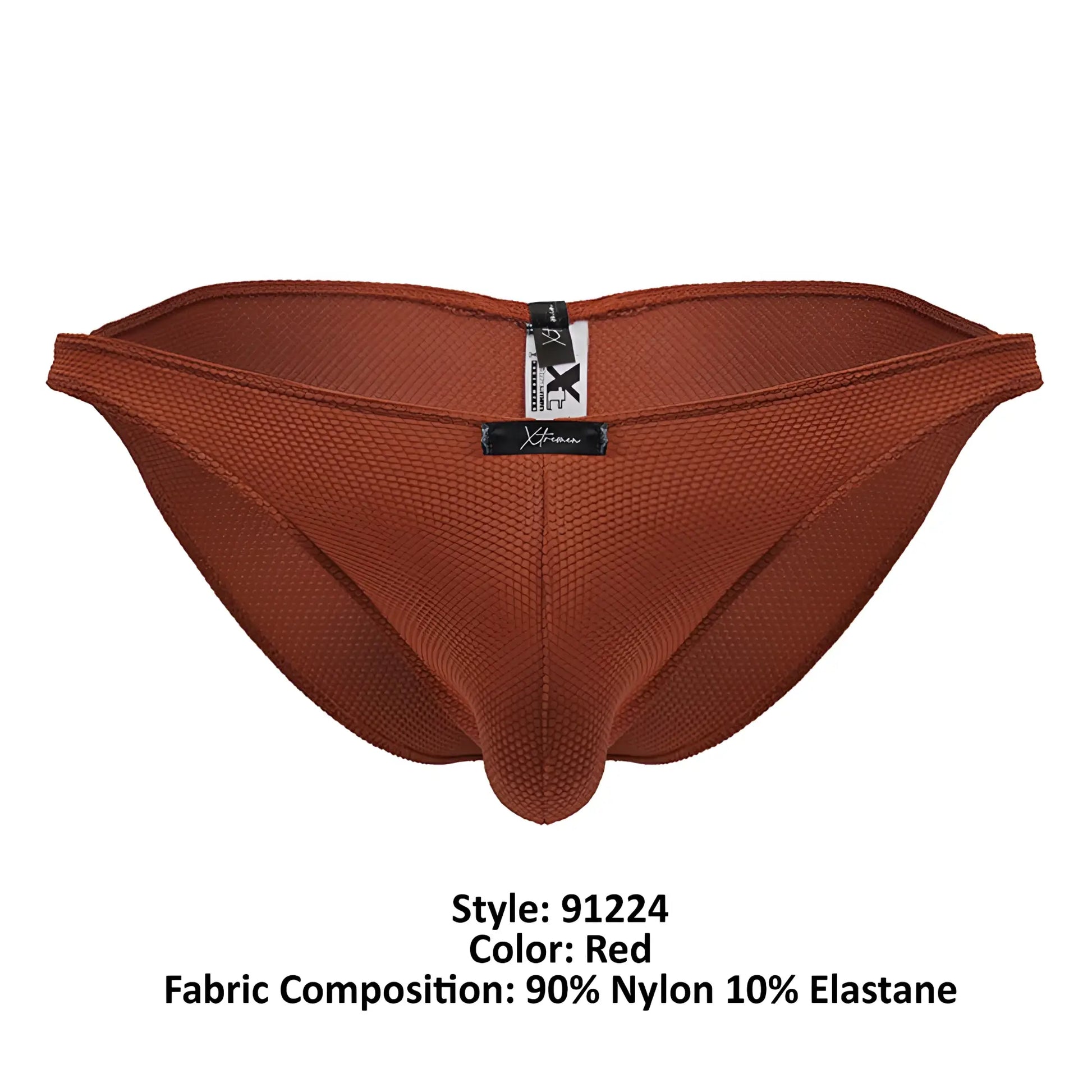 Xtremen 91224 microfiber bikini briefs in red made of textured nylon and elastane with a supportive design