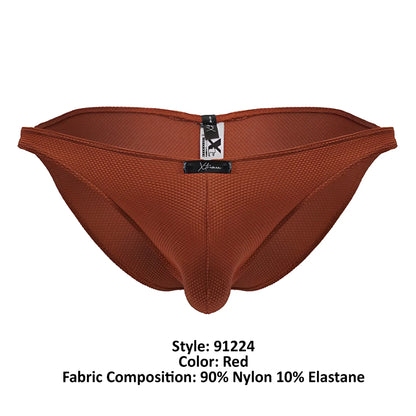 Xtremen 91224 microfiber bikini briefs in red made of textured nylon and elastane with a supportive design