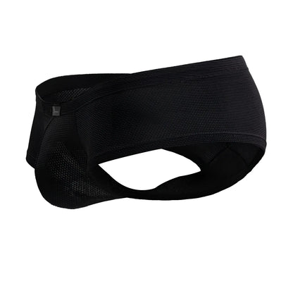 Xtremen 91225 black microfiber athletic support briefs with contoured design and reinforced mesh side panels