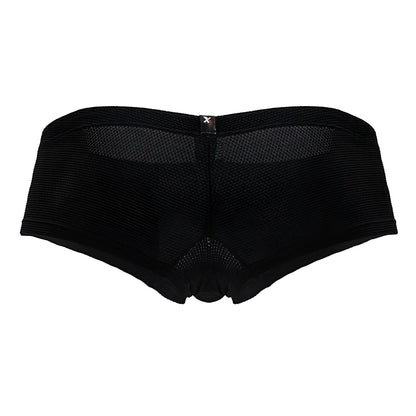 Black xtremen 91225 microfiber trunks with breathable textured mesh fabric and a small branded waistband tag