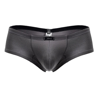 Gray xtremen 91225 microfiber trunks with breathable mesh fabric and black elastic waistband with brand tag
