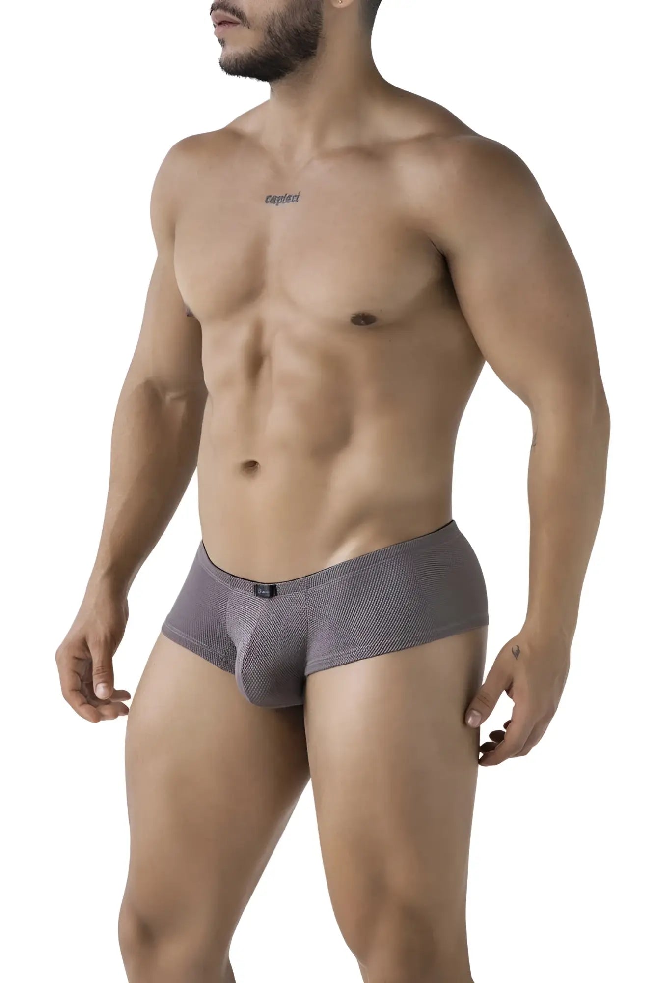 Xtremen 91225 microfiber trunks in gray with a subtle pattern and small black logo on the waistband