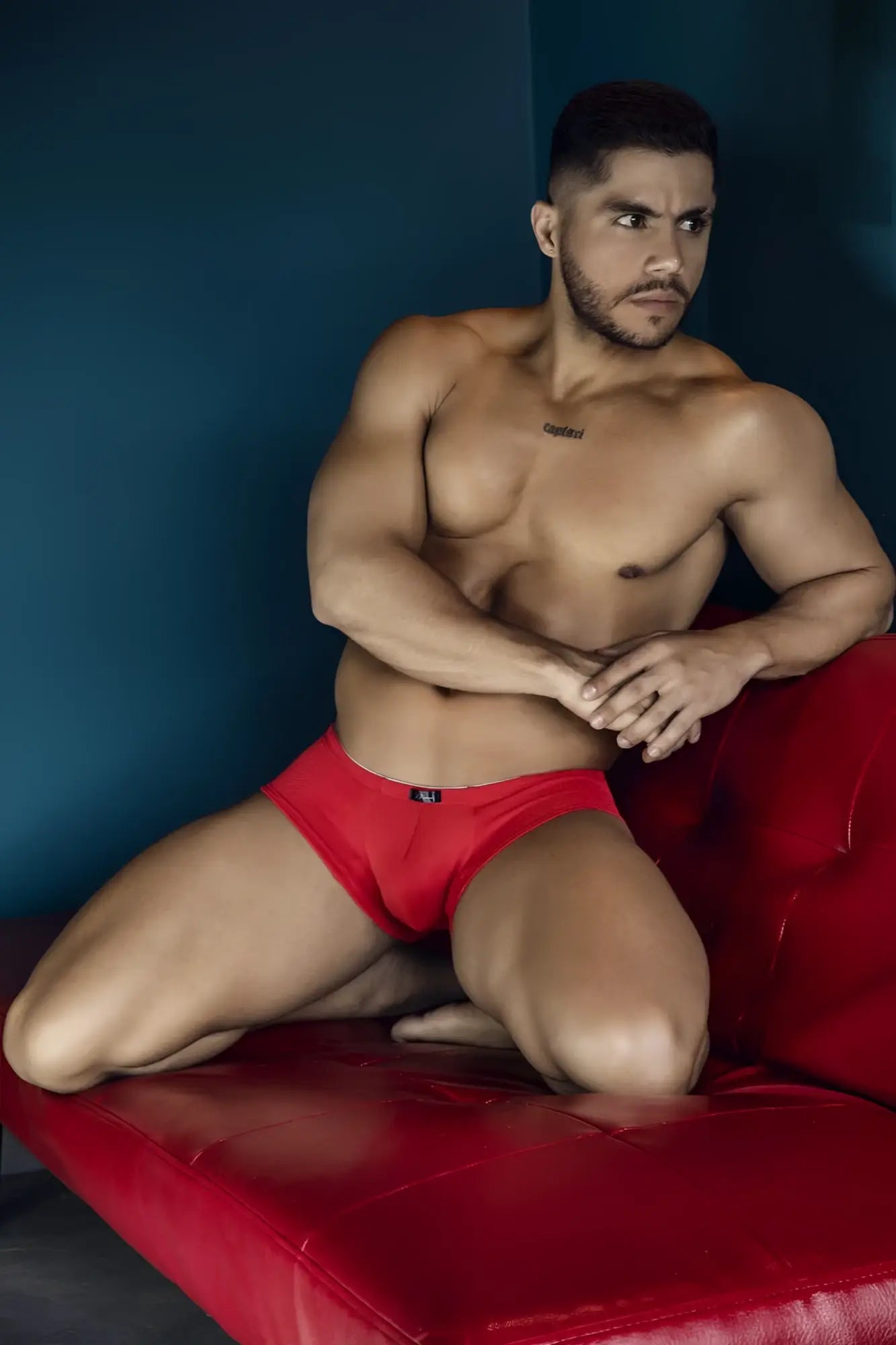 Red xtremen 91225 microfiber trunks with a small black logo on the waistband