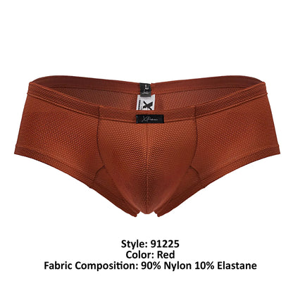 Red xtremen 91225 microfiber trunks with textured mesh fabric and black brand tag at the waistband