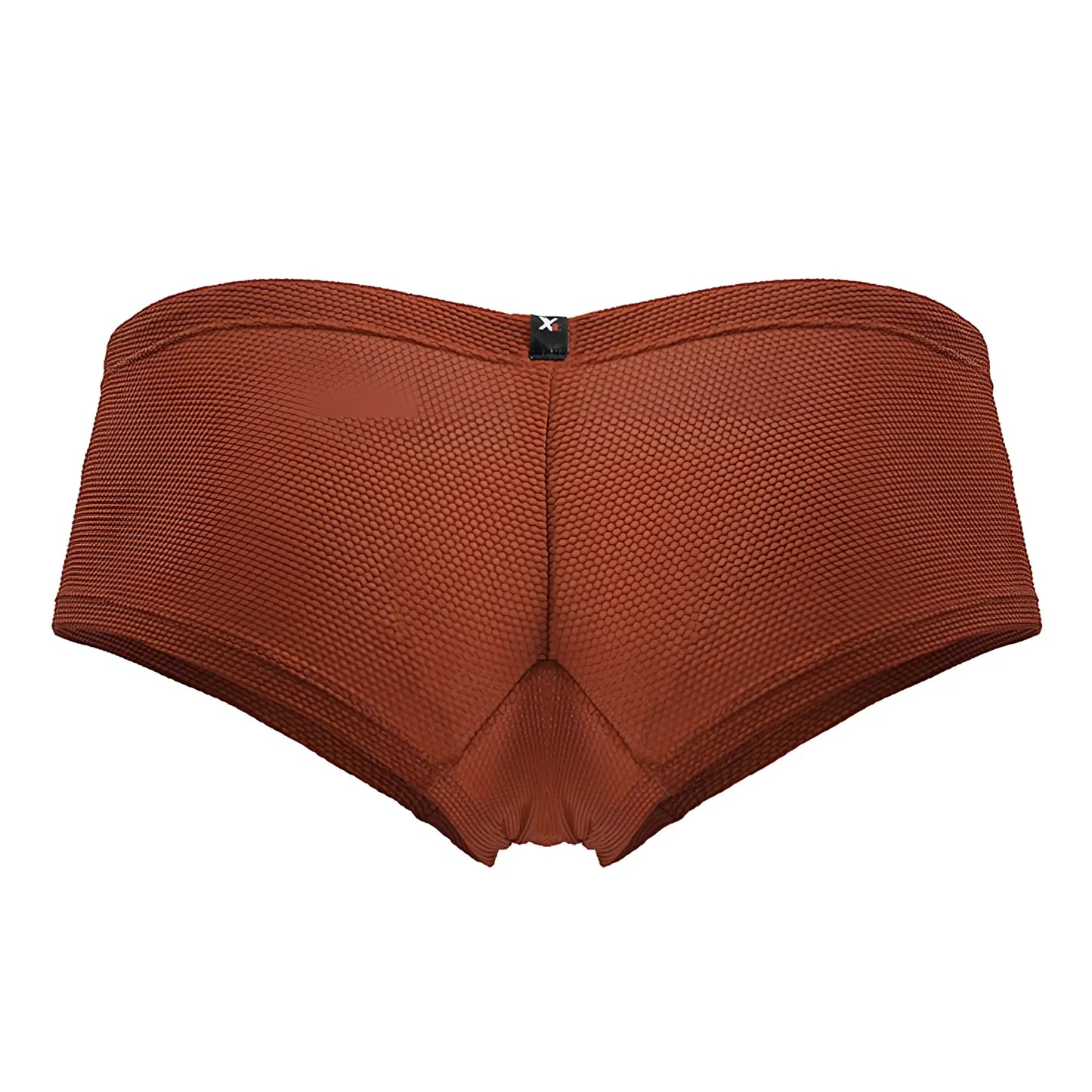 Rust-colored Xtremen 91225 microfiber trunks with a textured woven pattern and small black brand tag at the waistband