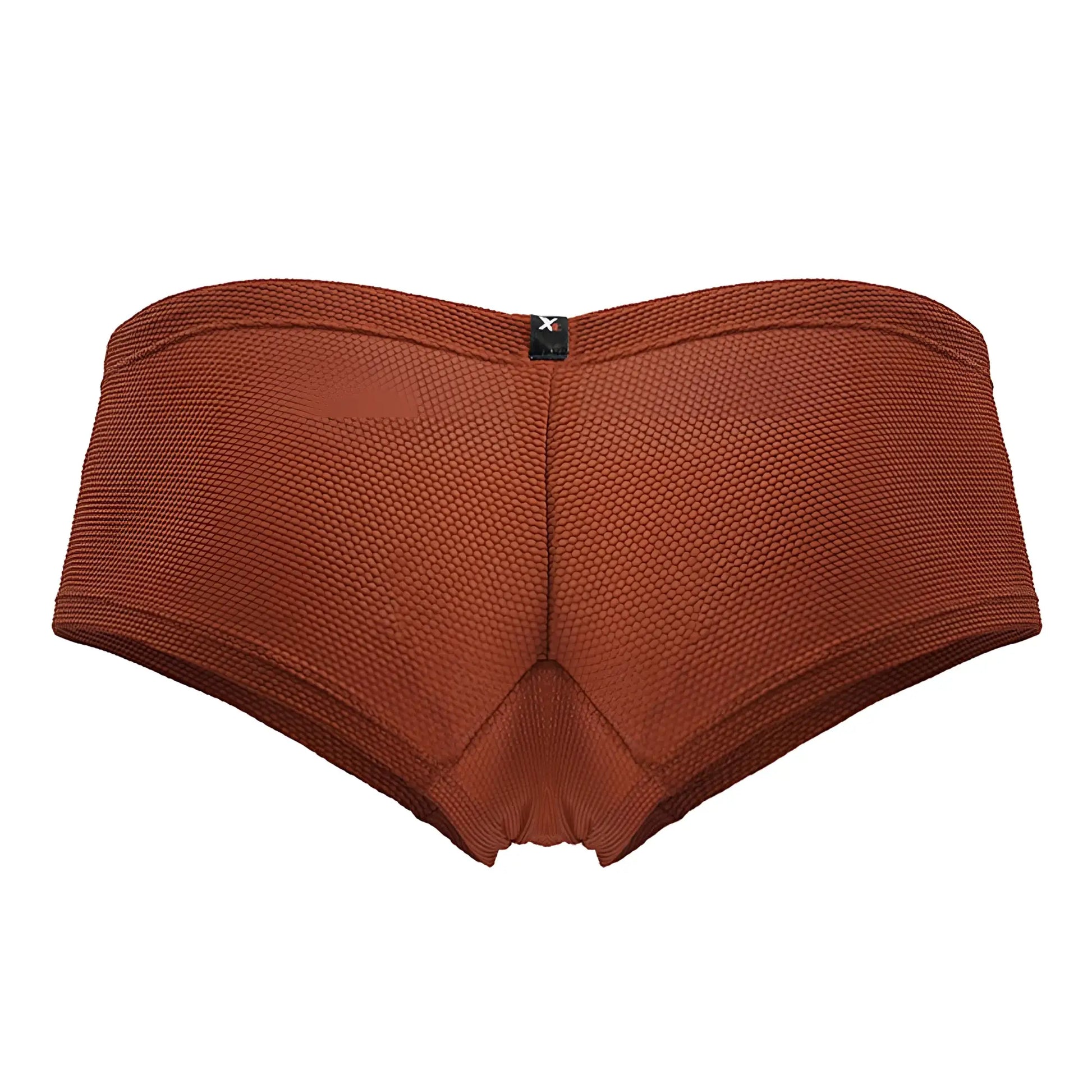Rust-colored Xtremen 91225 microfiber trunks with a textured woven pattern and small black brand tag at the waistband