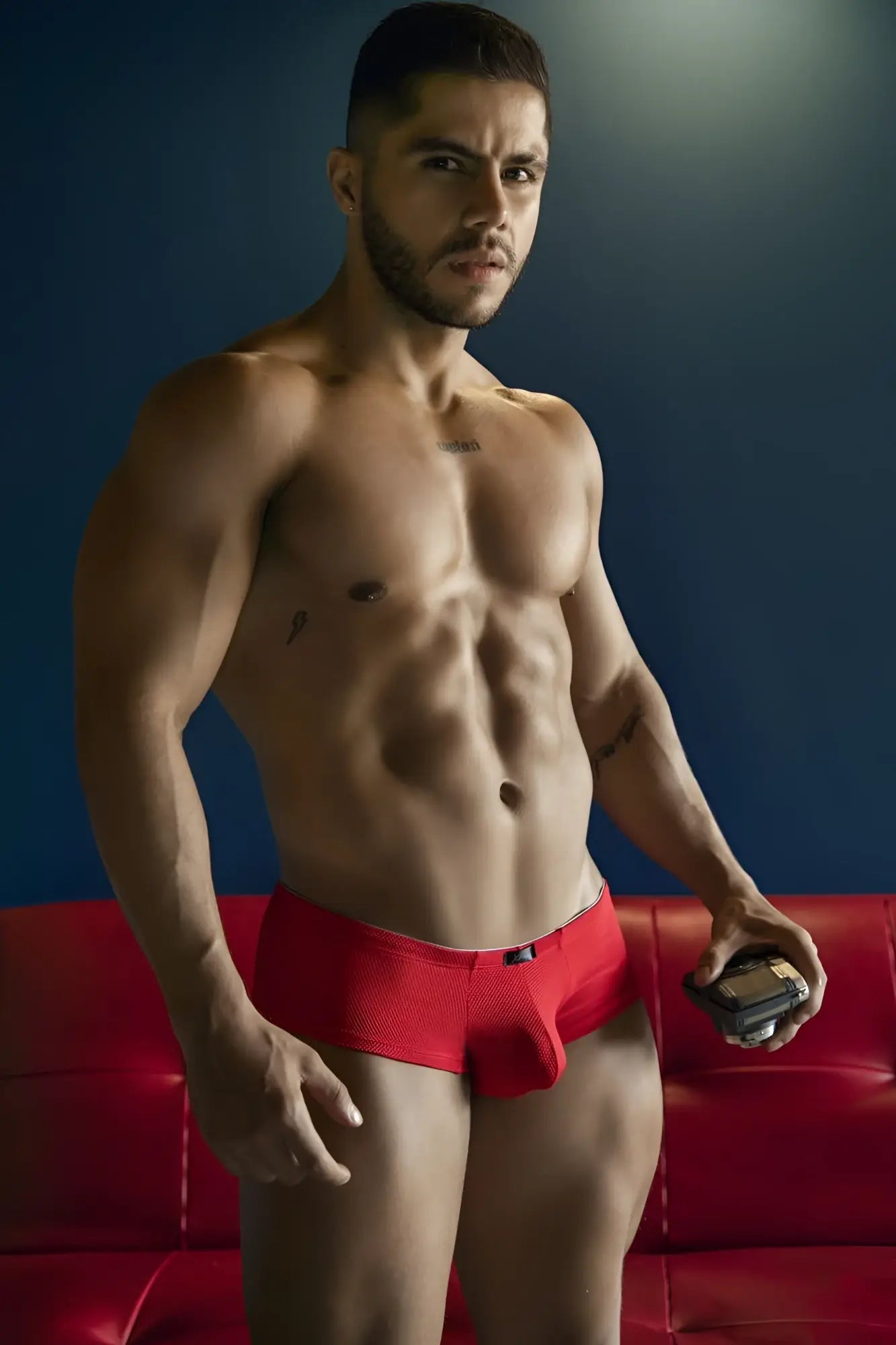Red textured Xtremen 91225 microfiber trunks designed for comfortable everyday wear