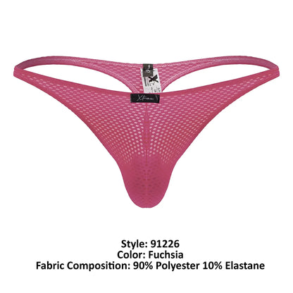 Fuchsia xtremen 91226 microfiber mesh thong featuring a supportive form fitting design and branded tag at the back