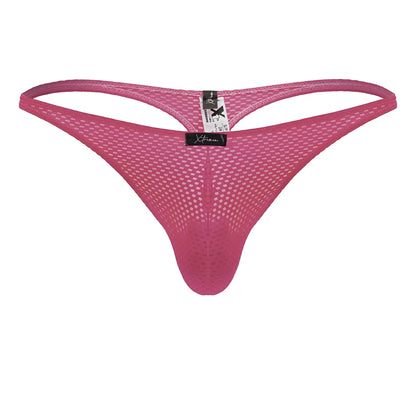 A vibrant fuchsia Xtremen 91226 microfiber thong with a supportive contoured mesh design and branded tag at the back