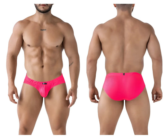 Xtremen 91227 microfiber briefs in fuchsia feature bright pink mesh with a snug, form-fitting design