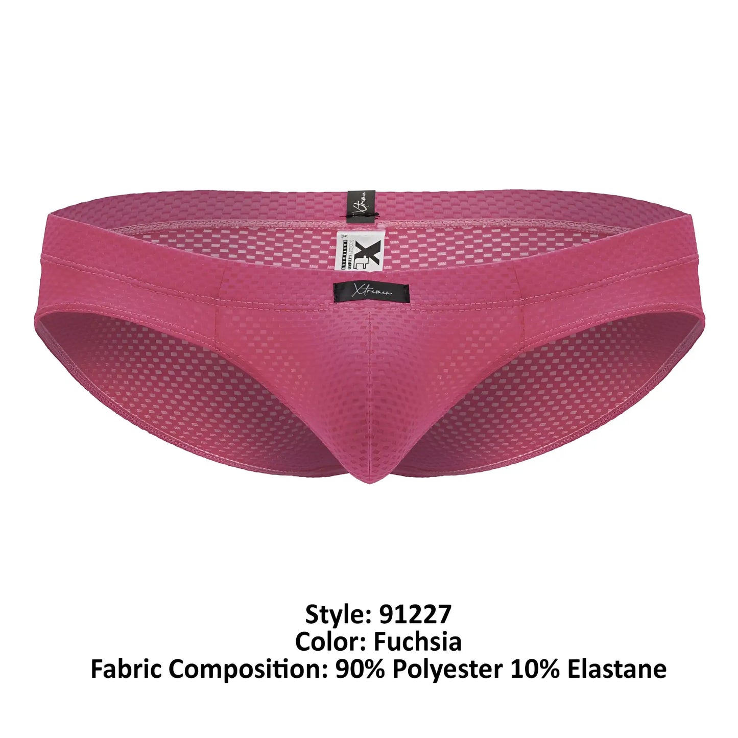 Fuchsia xtremen 91227 microfiber briefs with breathable mesh texture and elastic waistband for men