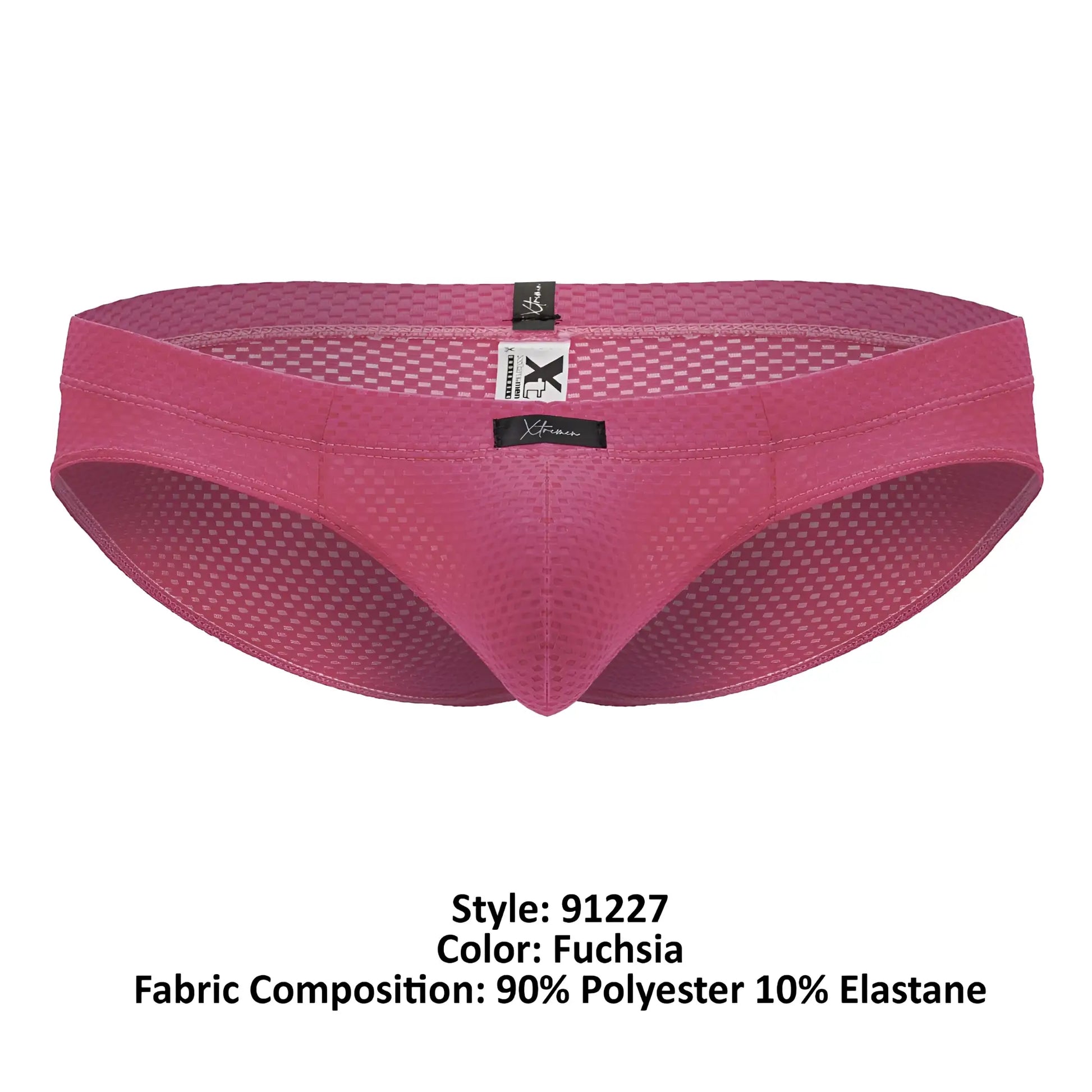 Fuchsia xtremen 91227 microfiber briefs with breathable mesh texture and elastic waistband for men