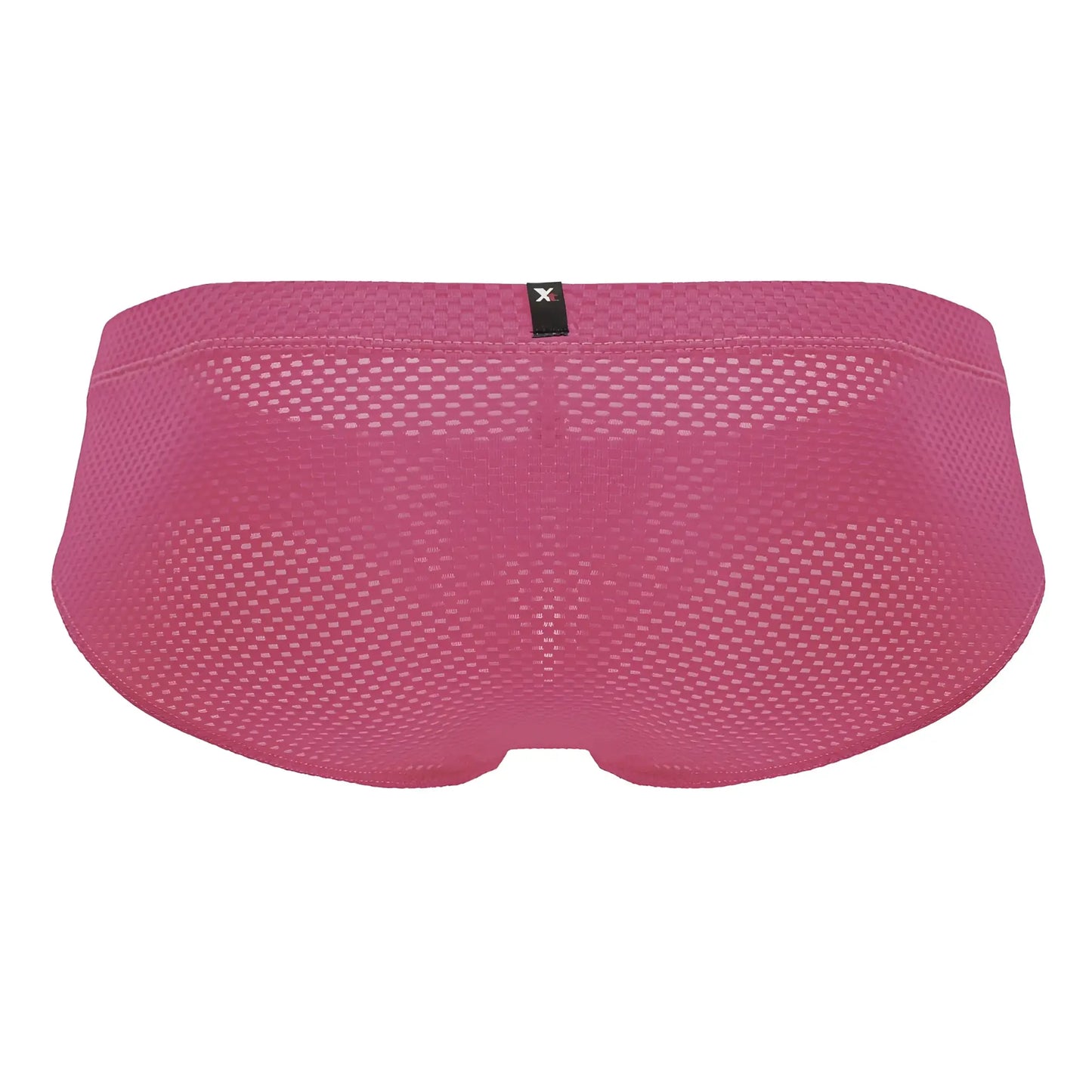 Pink fuchsia xtremen 91227 microfiber briefs with mesh fabric and black brand tag at the waistband