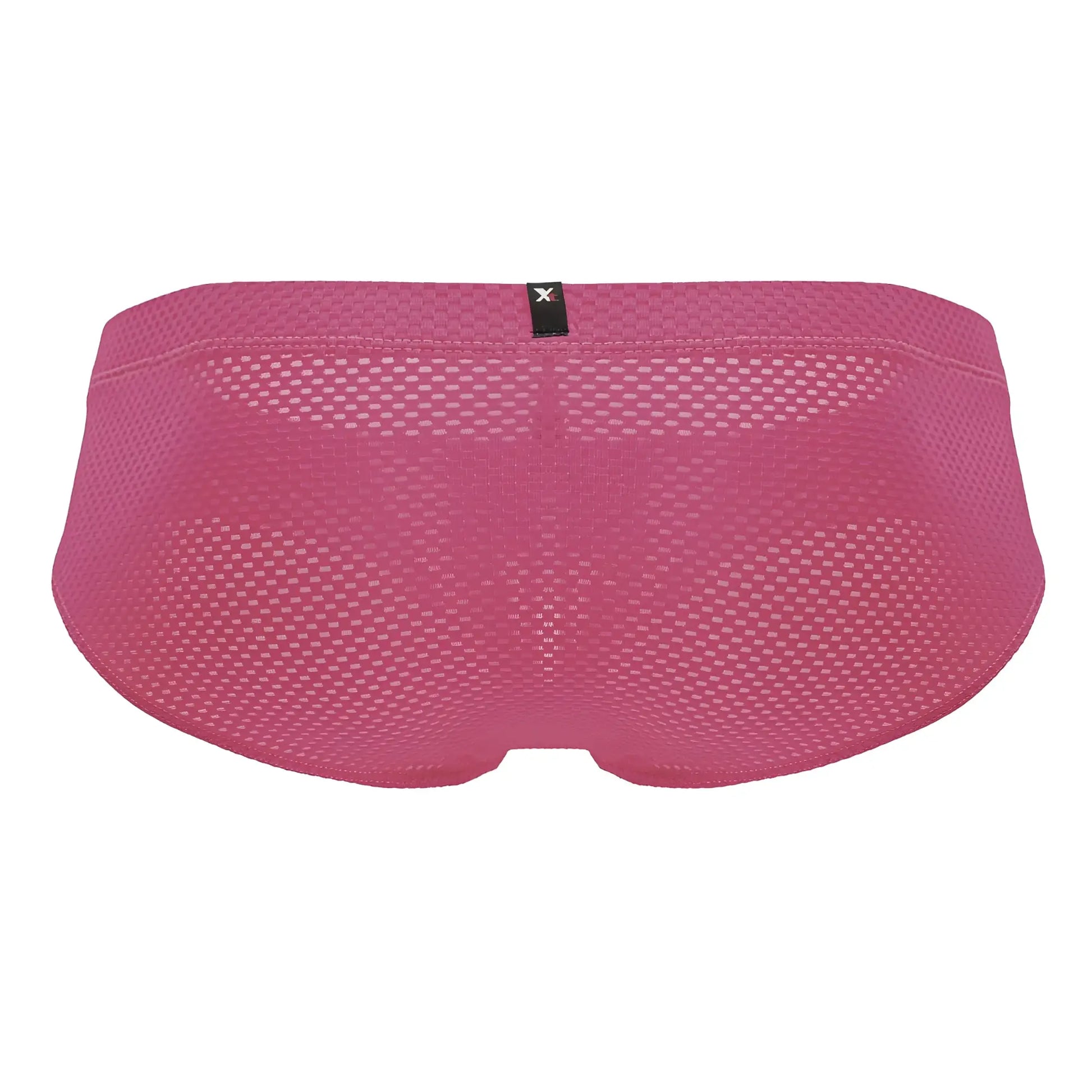 Pink fuchsia xtremen 91227 microfiber briefs with mesh fabric and black brand tag at the waistband