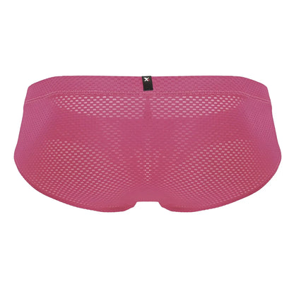 Pink fuchsia xtremen 91227 microfiber briefs with mesh fabric and black brand tag at the waistband