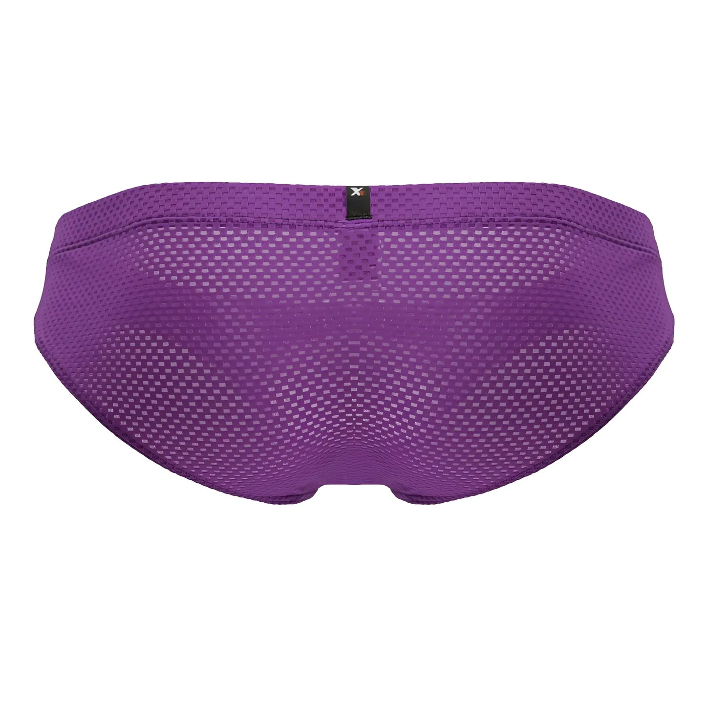 Purple Xtremen 91227 microfiber briefs with a subtle textured pattern and small black brand tag at the waistband