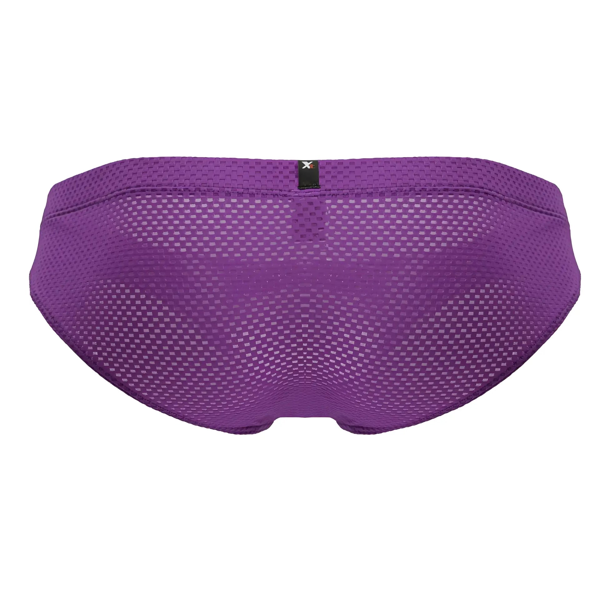 Purple Xtremen 91227 microfiber briefs with a subtle textured pattern and small black brand tag at the waistband