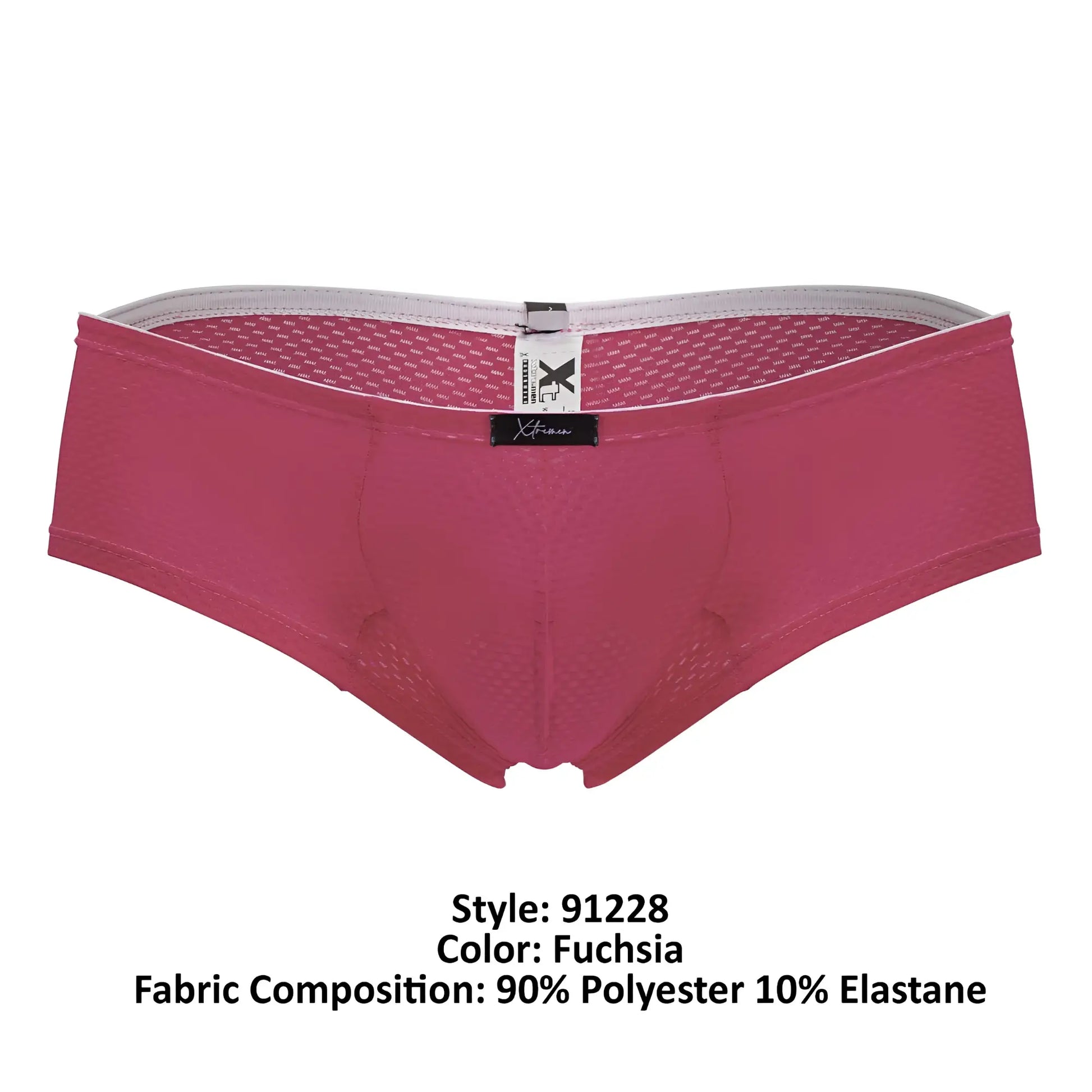 Fuchsia xtremen 91228 microfiber trunks with mesh texture and white elastic waistband for men