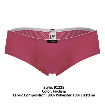 Fuchsia xtremen 91228 microfiber trunks with mesh texture and white elastic waistband for men