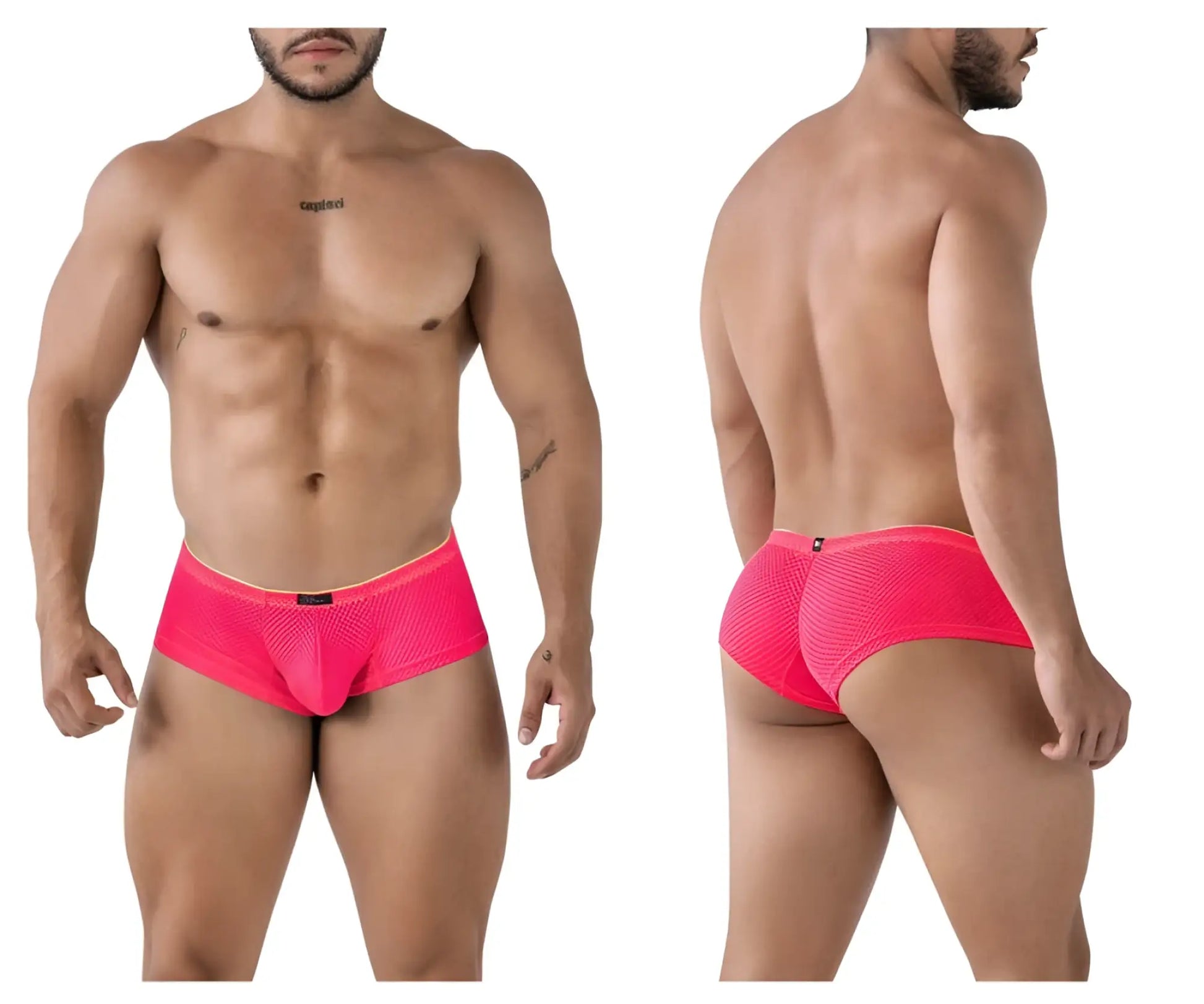 Vibrant pink fuchsia xtremen 91228 microfiber trunks with a snug mesh design and black brand tag at the waistband