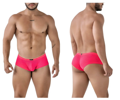 Vibrant pink fuchsia xtremen 91228 microfiber trunks with a snug mesh design and black brand tag at the waistband