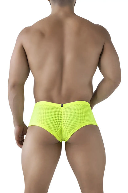 Xtremen 91228 microfiber trunks in bright neon yellow mesh briefs style with breathable lightweight fabric