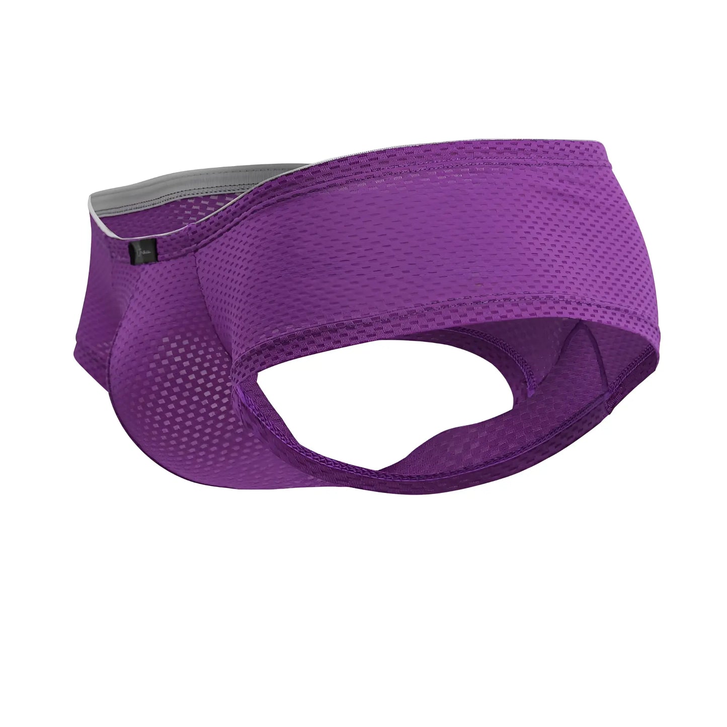 Purple xtremen 91228 microfiber trunks with gray waistband featuring breathable mesh athletic briefs design