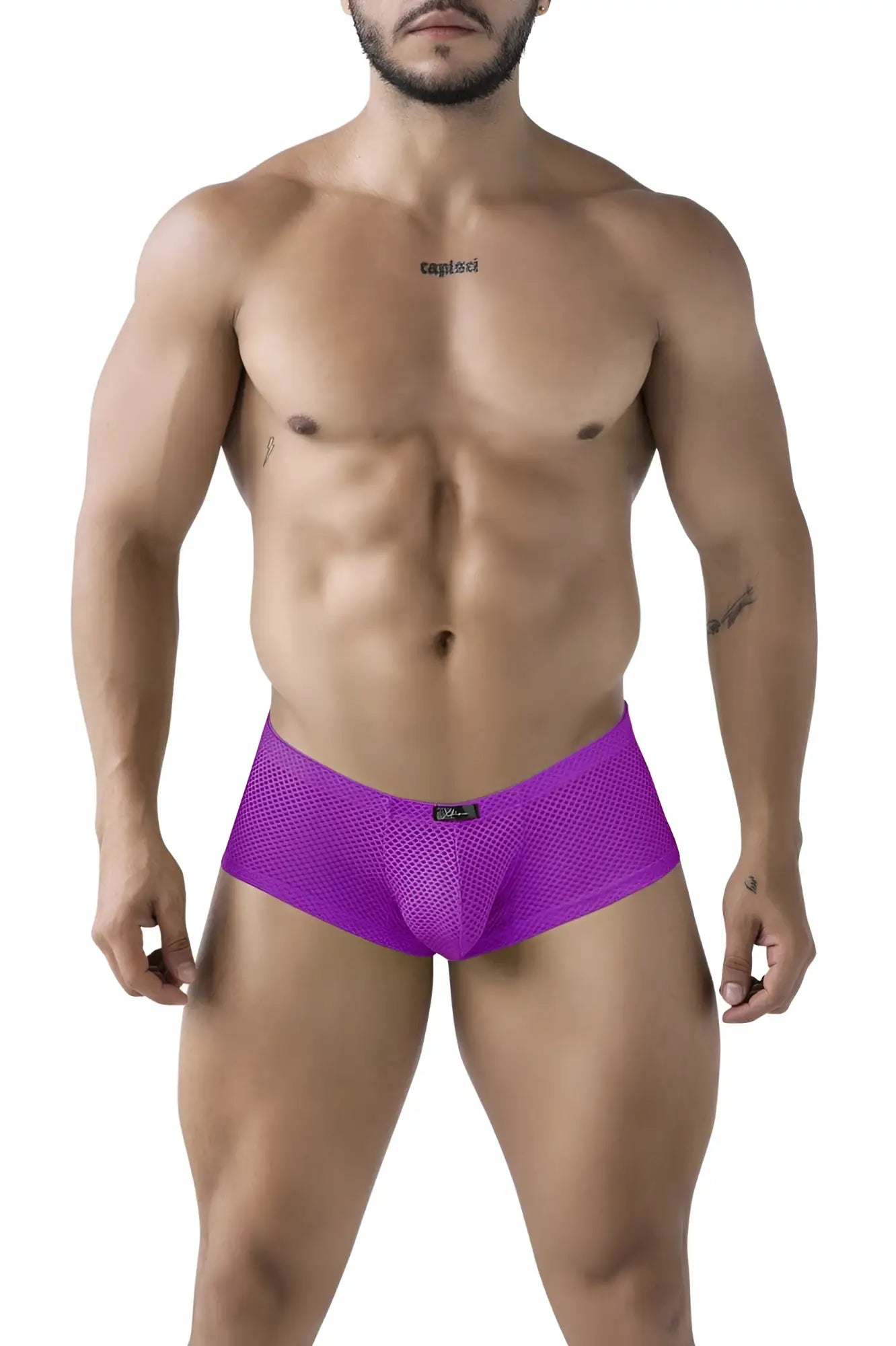 Purple xtremen 91228 microfiber trunks with a snug, form-fitting mesh briefs design for comfortable wear