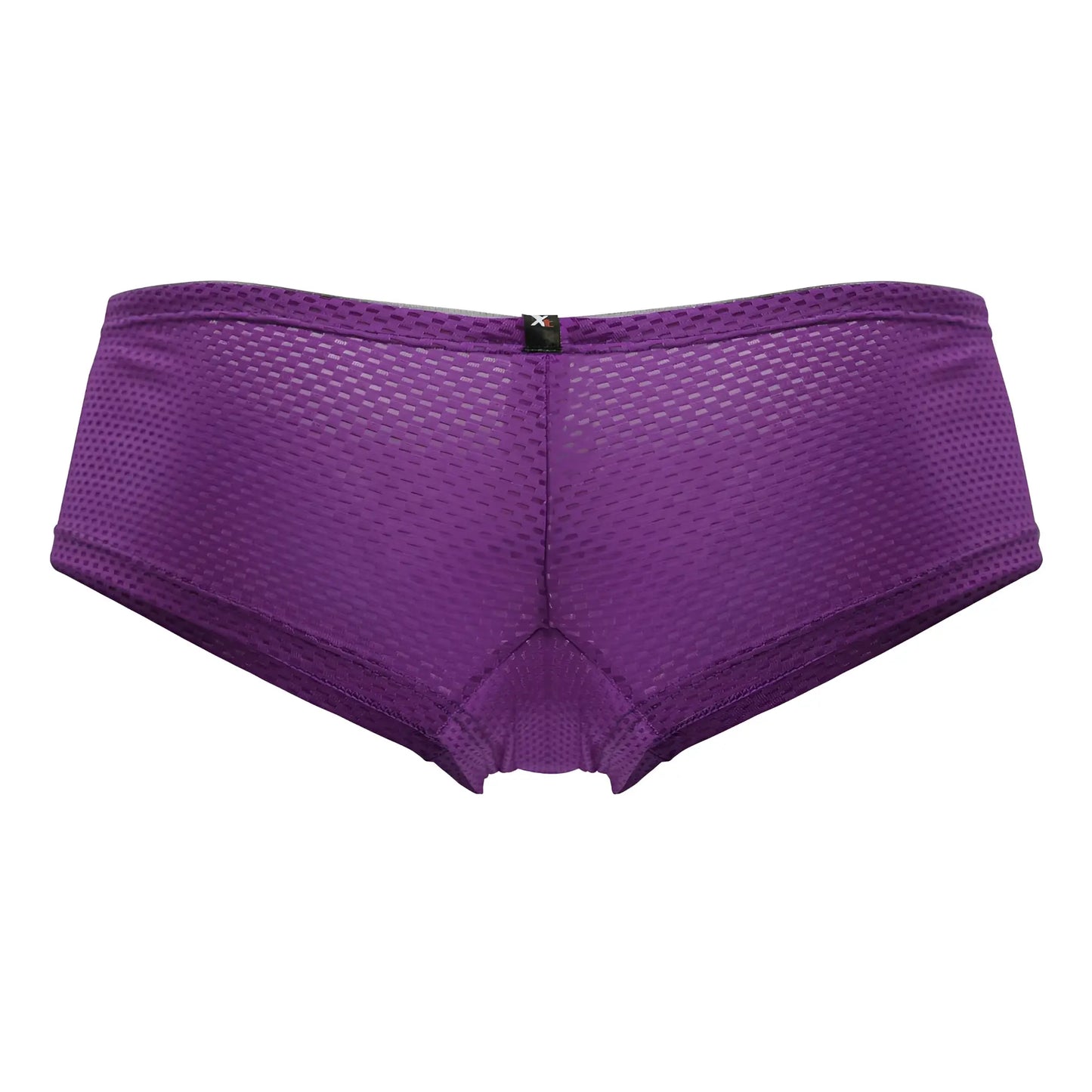 Back view of purple xtremen 91228 microfiber mesh briefs with subtle texture and small black logo center back