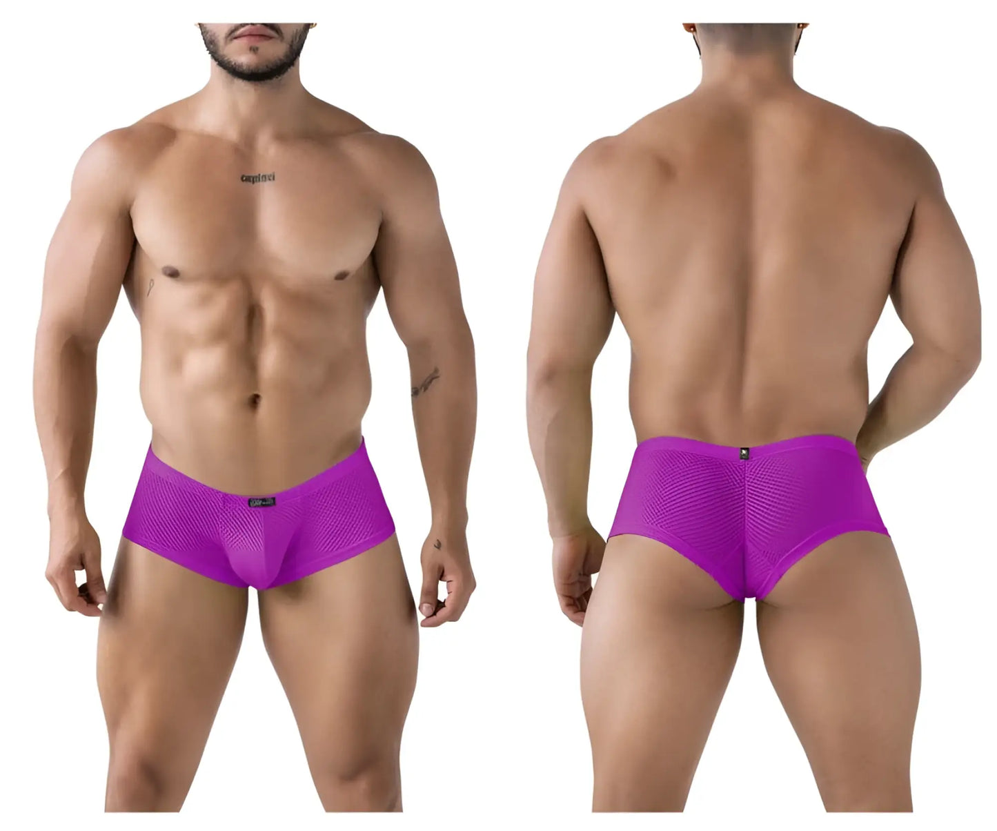 Vibrant purple xtremen 91228 microfiber trunks with a sleek mesh design and subtle waistband branding