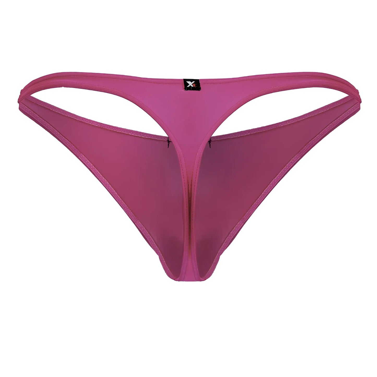 Sheer magenta microfiber thong with thin supportive waistband and central seam xtremen 91232 microfibre thong