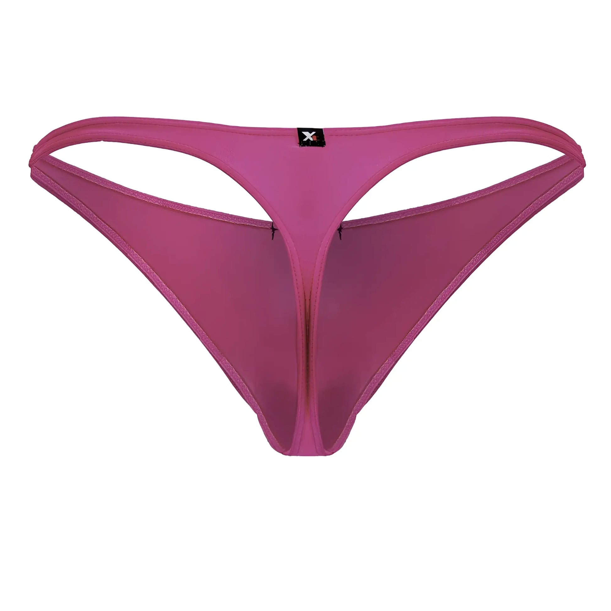 Sheer magenta microfiber thong with thin supportive waistband and central seam xtremen 91232 microfibre thong