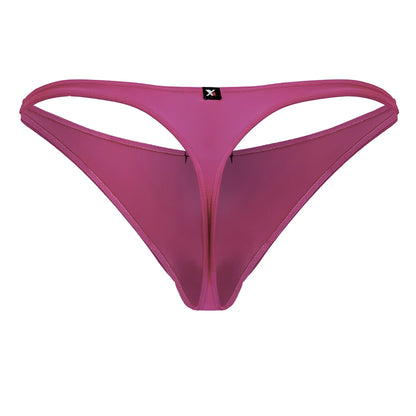 Sheer magenta microfiber thong with thin supportive waistband and central seam xtremen 91232 microfibre thong