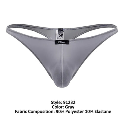Gray xtremen 91232 microfiber thong made of smooth stretchy polyester and elastane blend for men