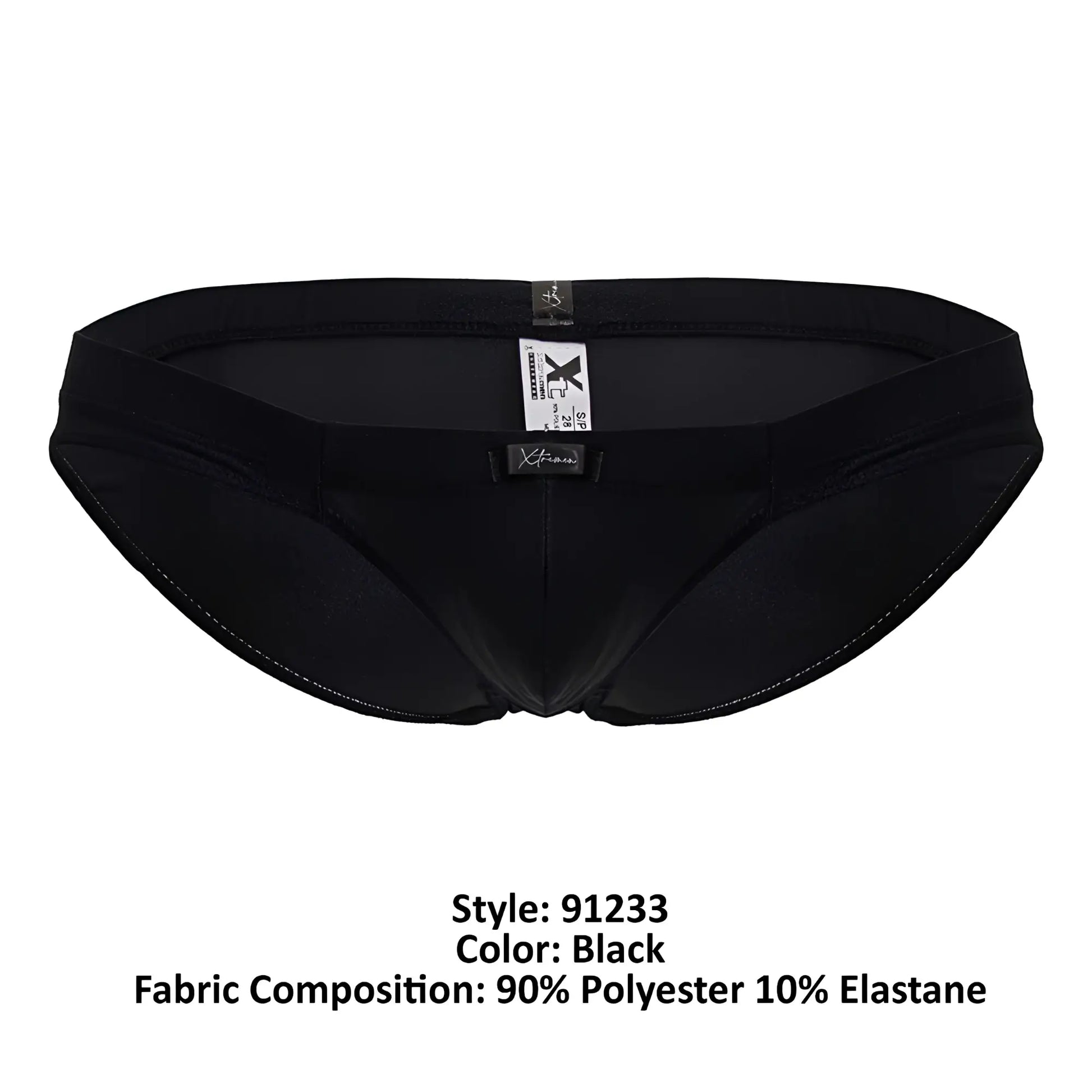 Black xtremen 91233 microfiber briefs with sleek form-fitting design made of 90 polyester and 10 elastane