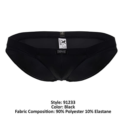 Black xtremen 91233 microfiber briefs with sleek form-fitting design made of 90 polyester and 10 elastane