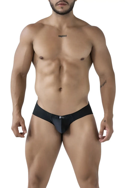 Black Xtremen 91233 microfiber briefs with sleek form-fitting design and subtle logo on waistband
