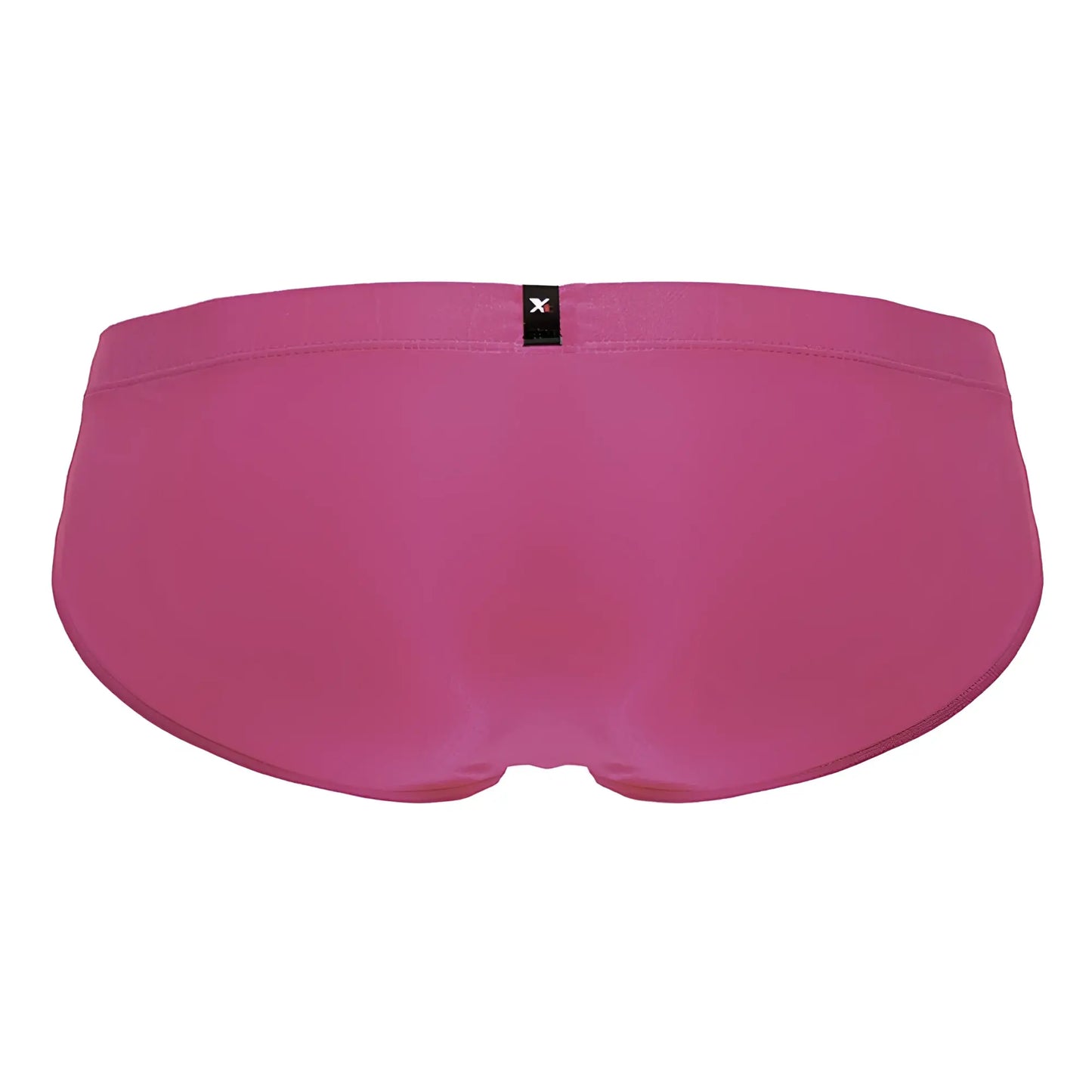 A vibrant fuchsia xtremen 91233 microfiber men’s brief with smooth stretchy fabric and black brand tag at the waistband