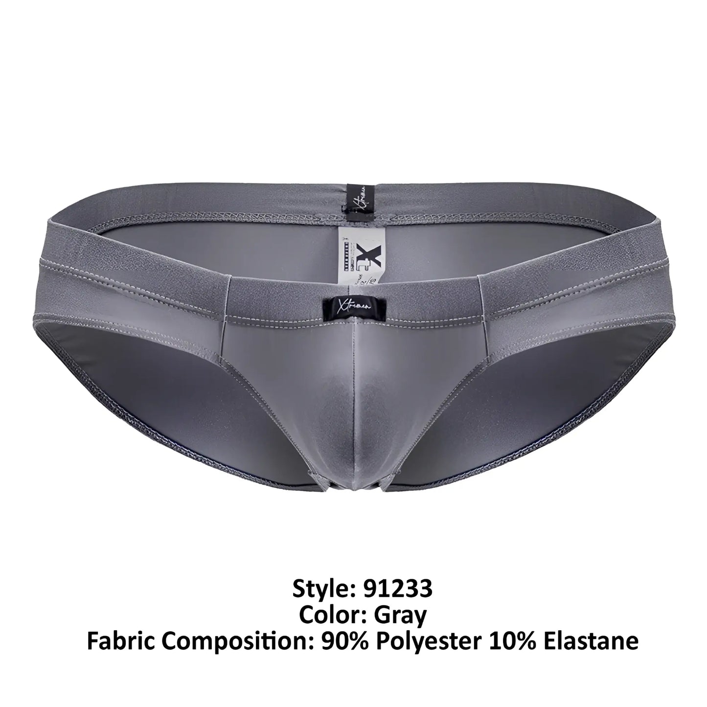 Xtremen 91233 microfiber gray men’s briefs made of 90 polyester and 10 elastane with black branded tags