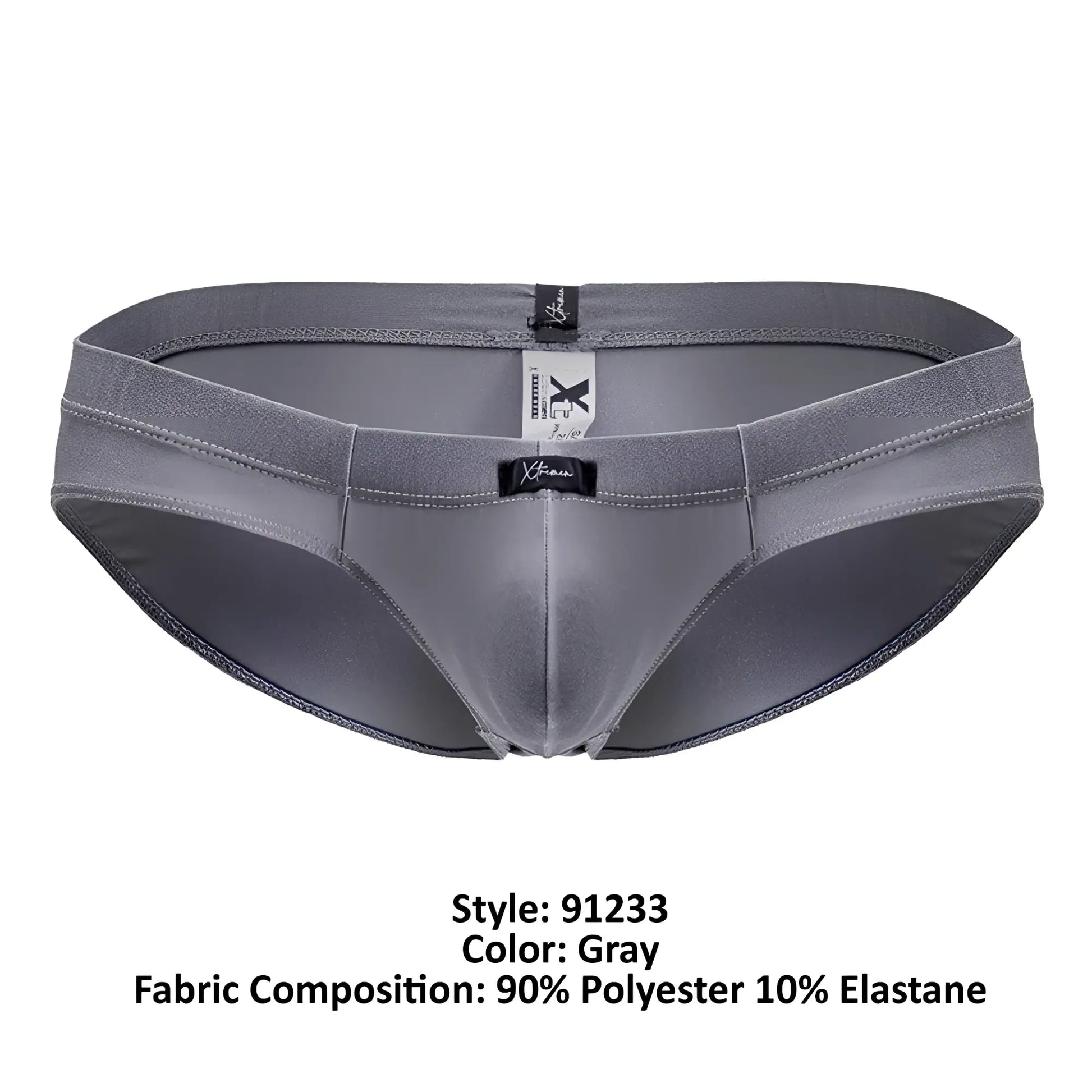 Xtremen 91233 microfiber gray men’s briefs made of 90 polyester and 10 elastane with black branded tags
