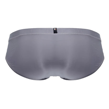 Xtremen 91233 microfiber briefs in gray with subtle textured fabric and a small black brand tag at the waistband