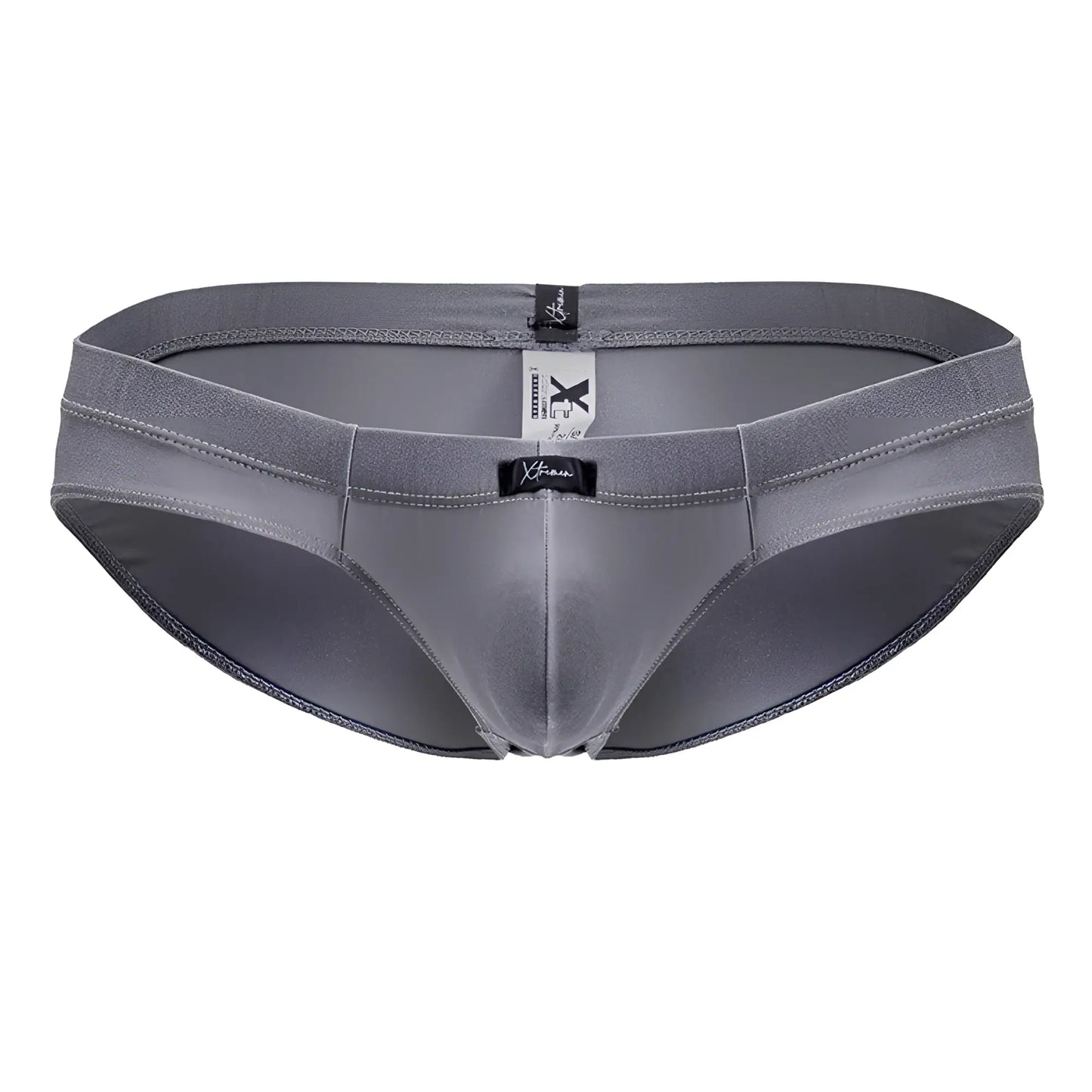 Gray x-fam xtremen 91233 microfiber briefs with a smooth form-fitting design and subtle stitching details in gray