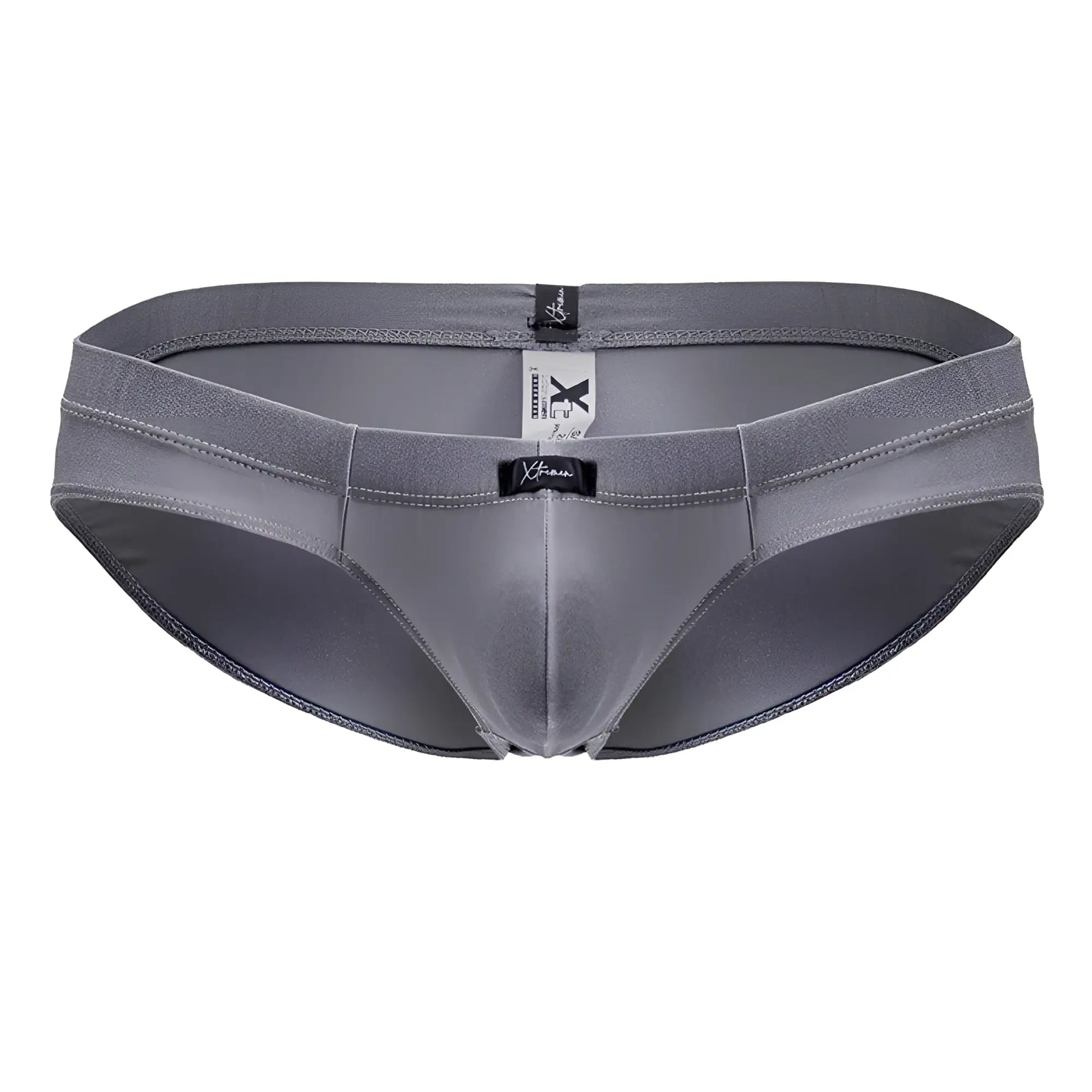 Gray x-fam xtremen 91233 microfiber briefs with a smooth form-fitting design and subtle stitching details in gray