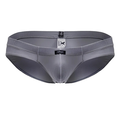 Gray x-fam xtremen 91233 microfiber briefs with a smooth form-fitting design and subtle stitching details in gray
