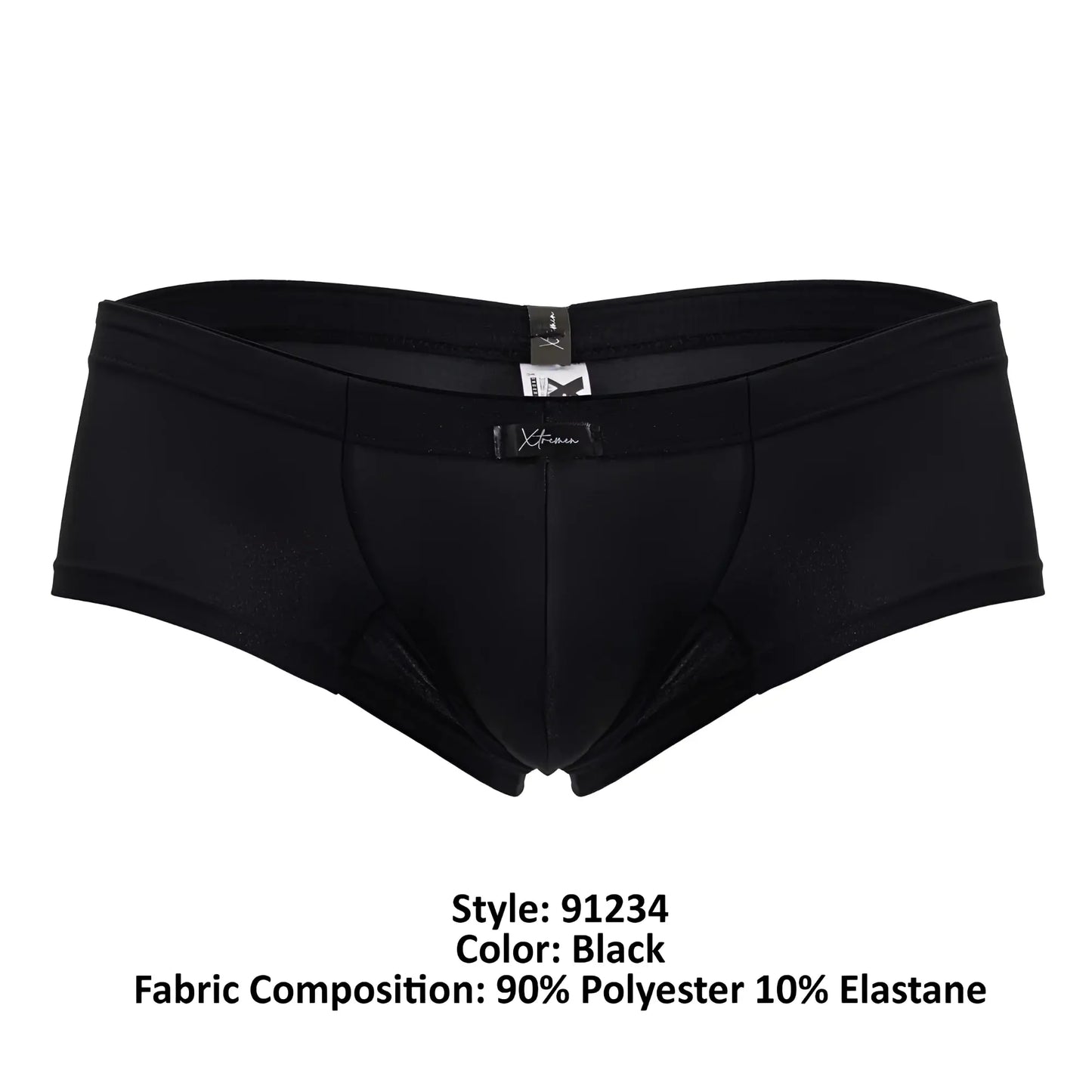 Black xtremen 91234 microfiber trunks with smooth form-fitting design made from 90 polyester 10 elastane fabric
