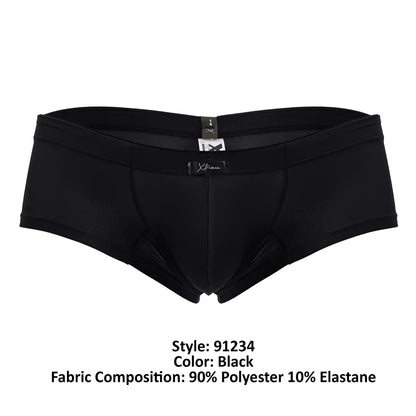 Black xtremen 91234 microfiber trunks with smooth form-fitting design made from 90 polyester 10 elastane fabric
