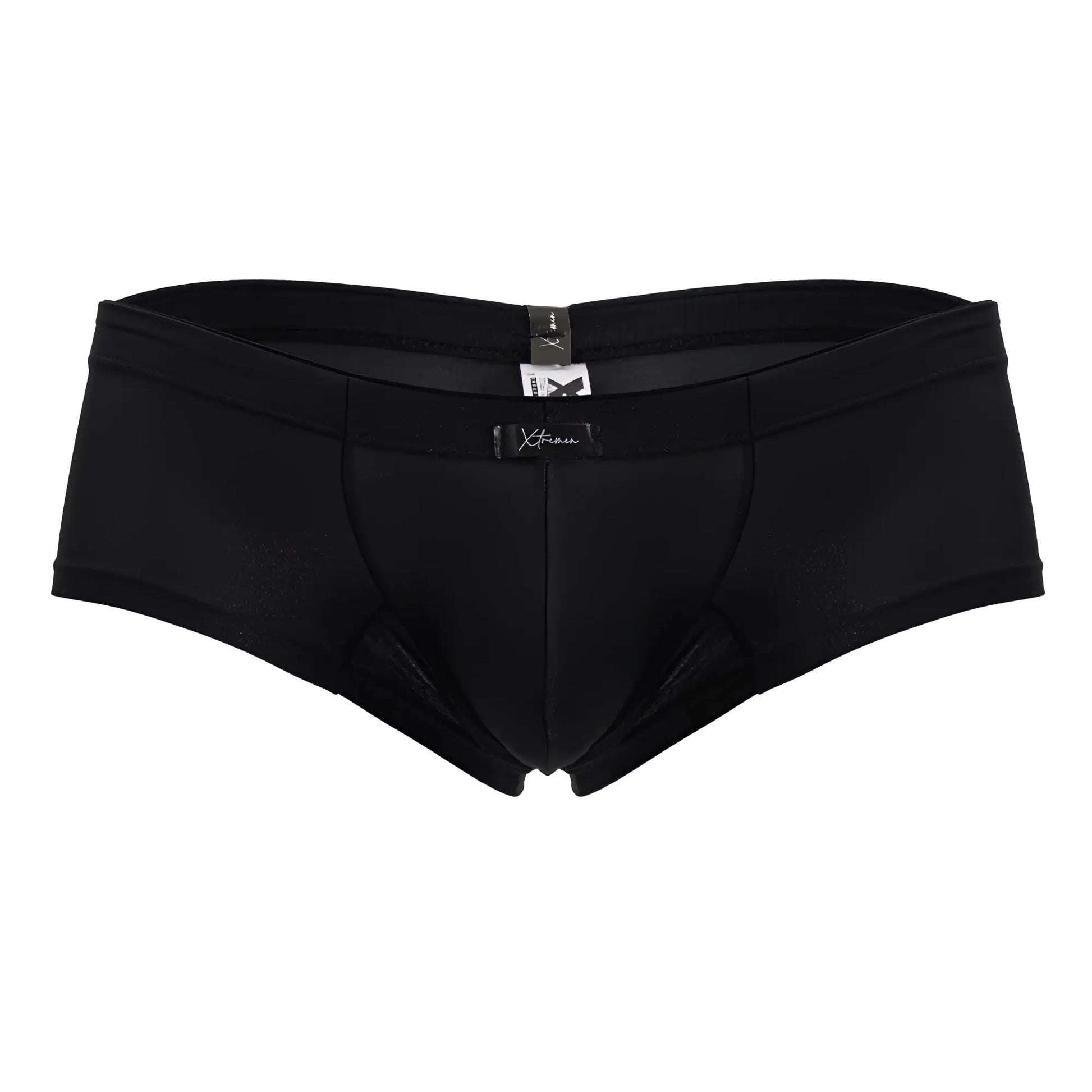 Black xtremen 91234 microfiber trunks mens briefs with smooth form fitting design and subtle texture in black color