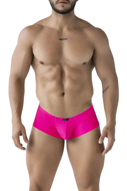 Xtremen 91234 microfiber trunks in bright fuchsia featuring form-fitting sleek fabric and a black waistband brand tag