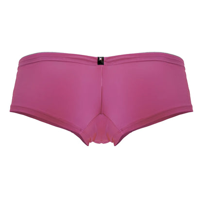 A pair of vibrant fuchsia xtremen 91234 microfiber trunks with smooth stretchy fabric and subtle center seam detail